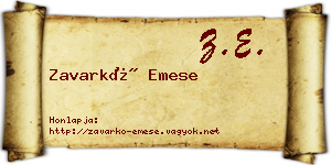 Zavarkó Emese névjegykártya